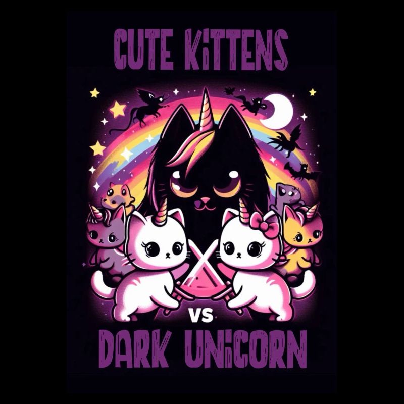 Niedliche Kätzchen vs dunkles Einhorn