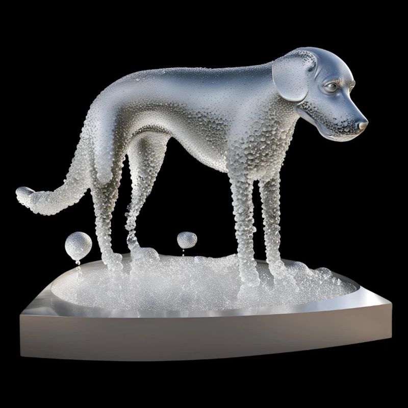 Ein Hund aus Wasser / Wassertropfen bestehend