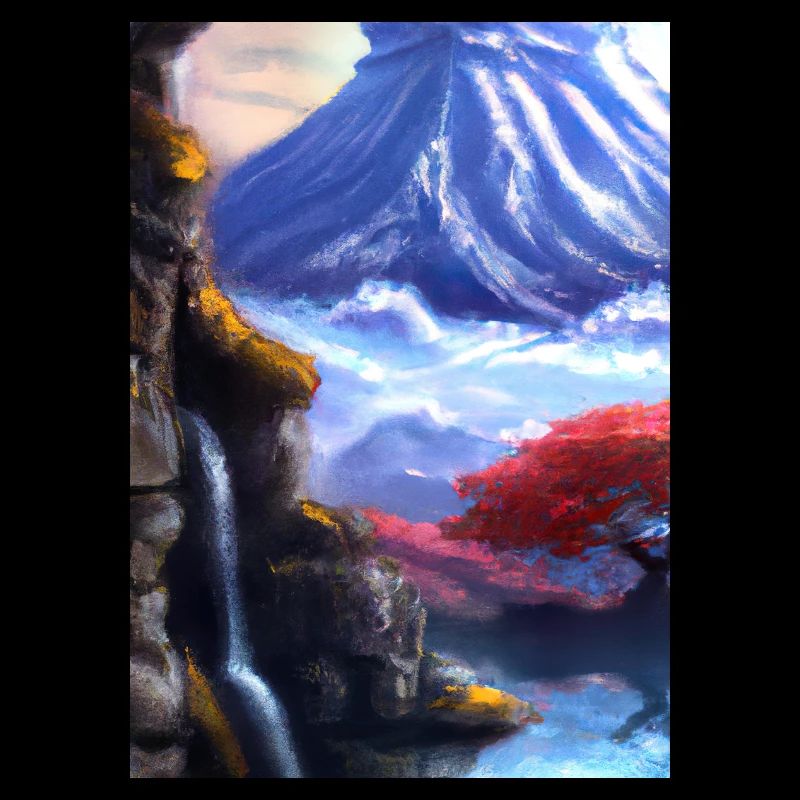 Japan Tower Wasserfall Gemälde