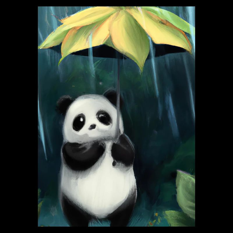 Panda mit Blattschirm