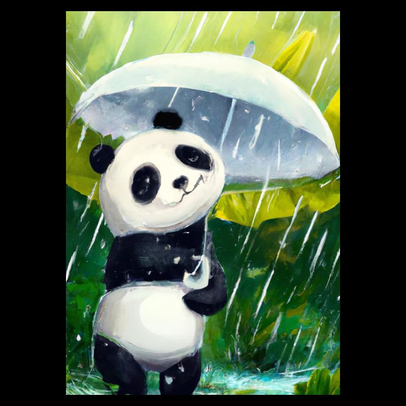 Panda mit Blattschirm