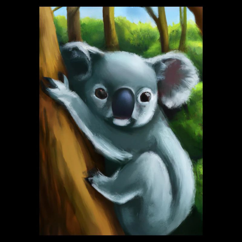Ein Koala hängt an einem Baum