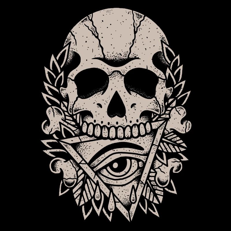 All-Seeing Eye with Skull Horror design