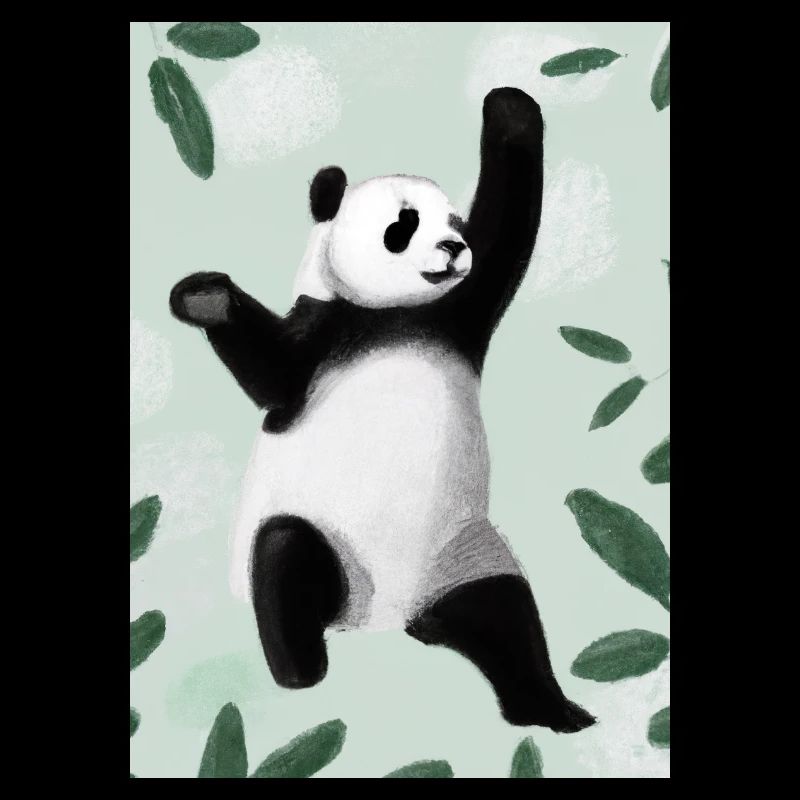 Panda zwischen Blättern