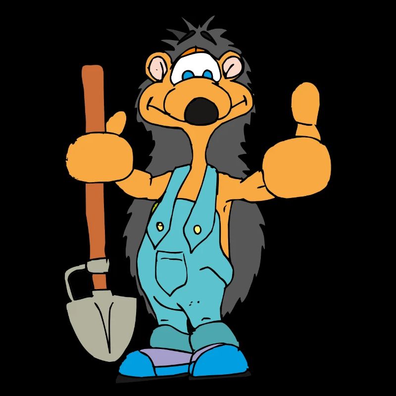 Der Gärtner-Igel arbeitet im Garten