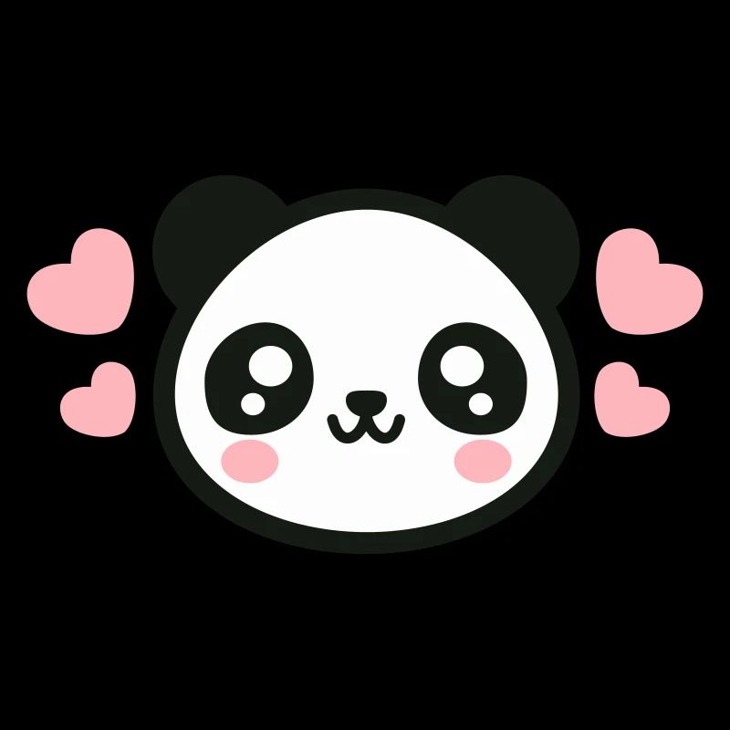 Visage de panda aimant : cœurs adorables