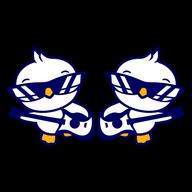 2 Chicks Birds Ducks Ribbon Cute Two Friends Team