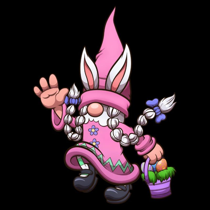 Female Hopping Easter Gnome With Basket