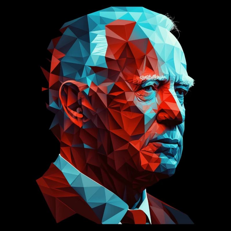 Joe Biden Low Polygon Red Blue Graphic Design