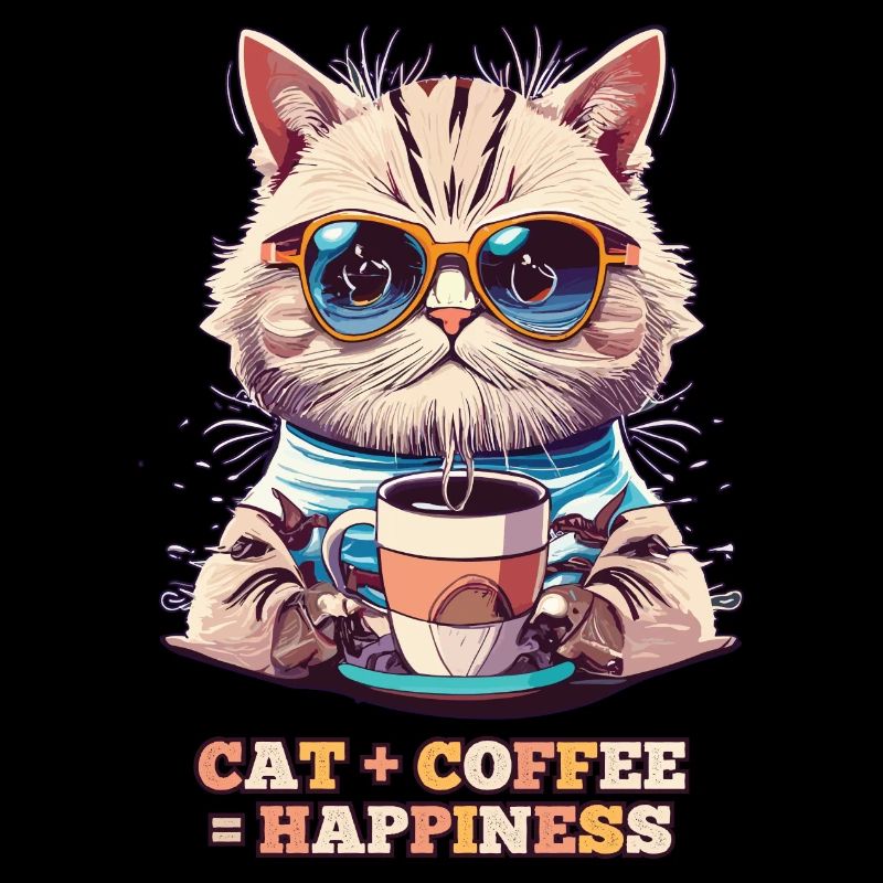 Cat Plus Kaffee ist Glück