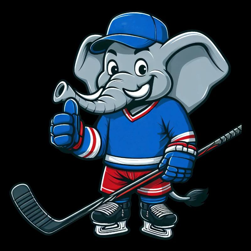 Cooler Elefant Comic Eishockeyspieler Design