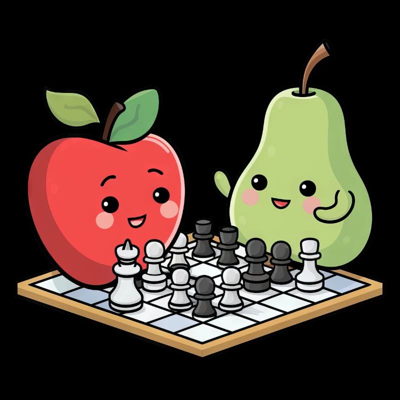 Kawaii Schach Apfel Birne Comic