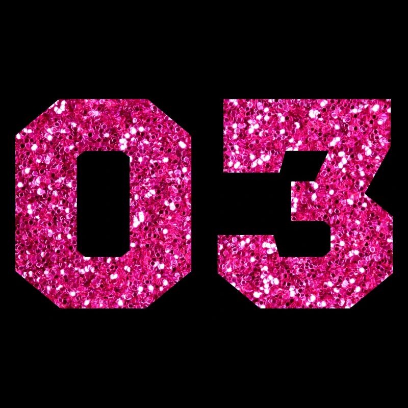 Number 3 Pink Glitter -3rd Anniversary