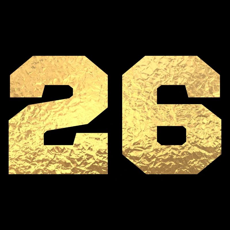 Number 26 Gold Glitter - 26th Anniversary