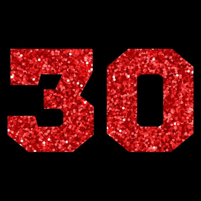 Number 30 Red Glitter - 30th Anniversary