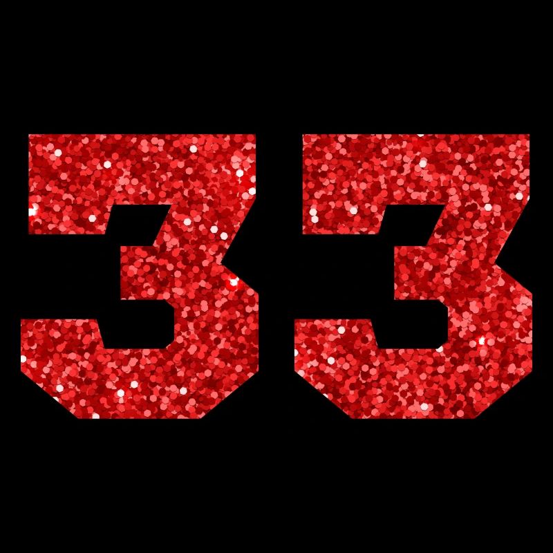 Number 33 Red Glitter - 33rd Birthday