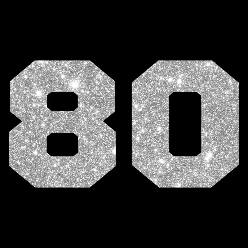 Number 80 Silver Glitter - 80th Anniversary