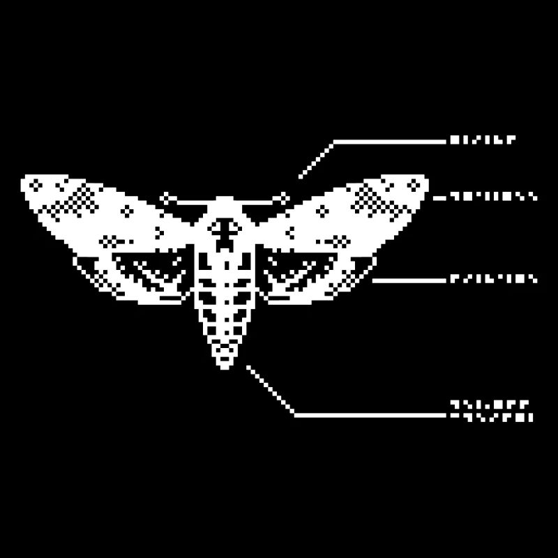 1bit Pixel Crâne Hawkmoth