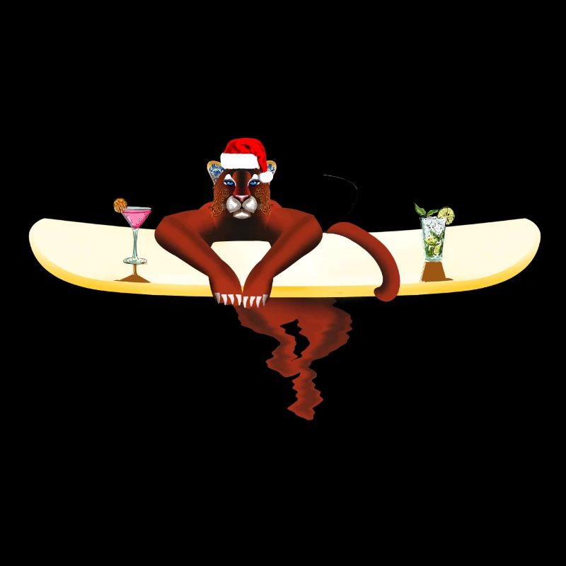 Chat sur une planche de surf