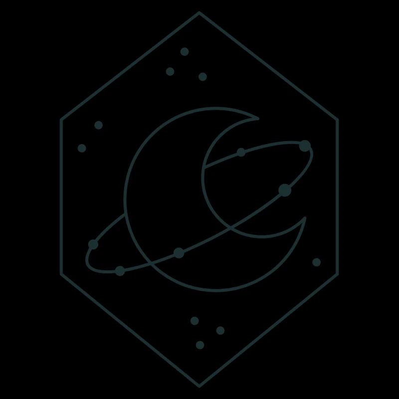 Diamond crescent moon with orbit