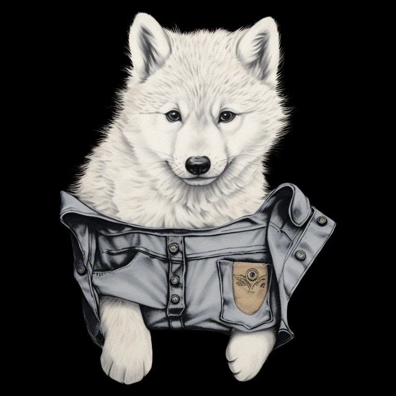 Mignon loup blanc dans Pocket Funny Wolves Graphique
