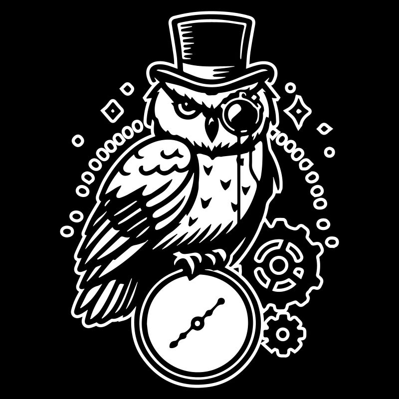 Steampunk owl and clock design