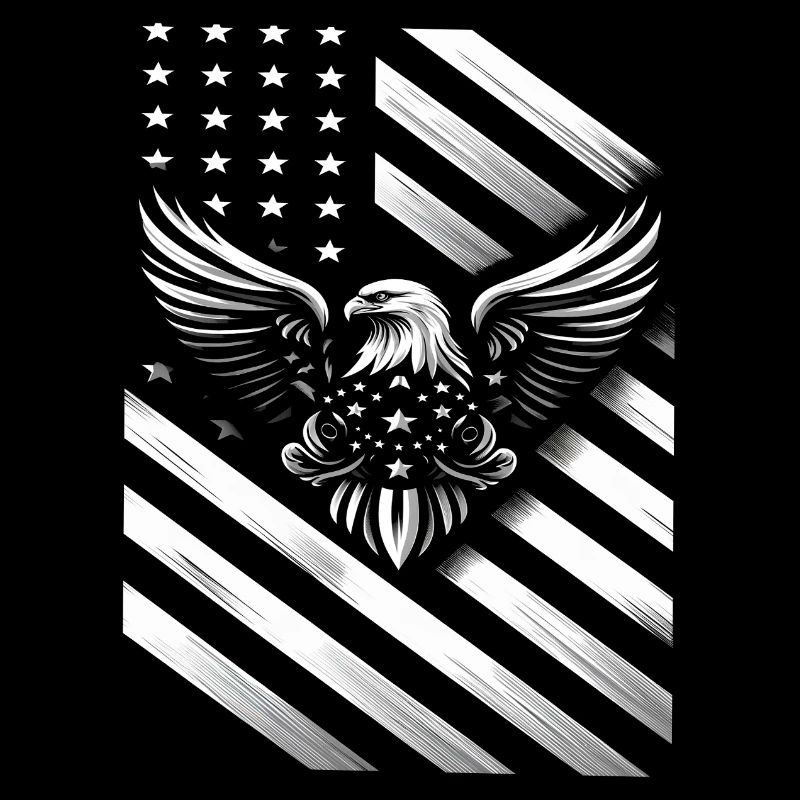 Drapeau US blanc et noir