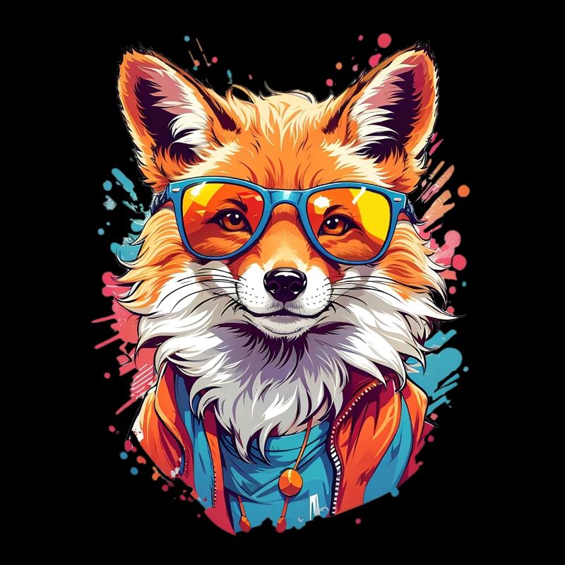Cool Colourful Fox in Glasses