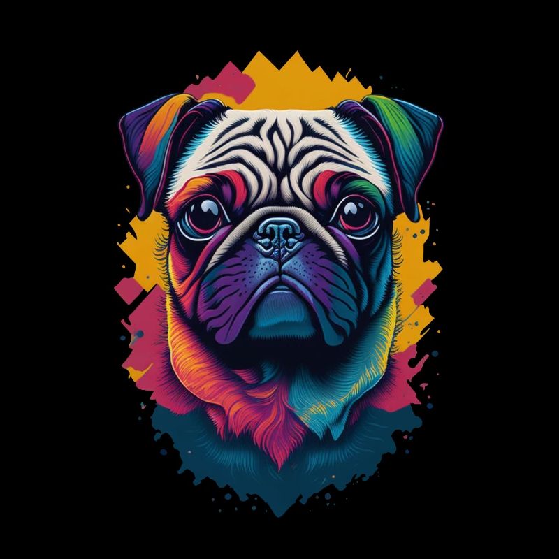 Mops Hund Farbexplosion Hunde Illustration