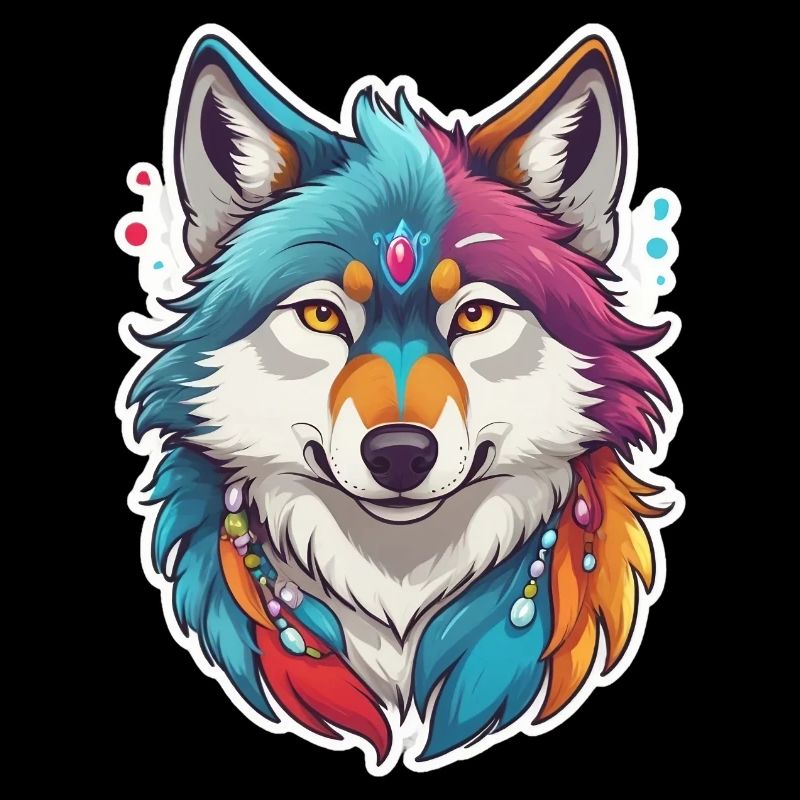 Wolf mit bunten Farben
