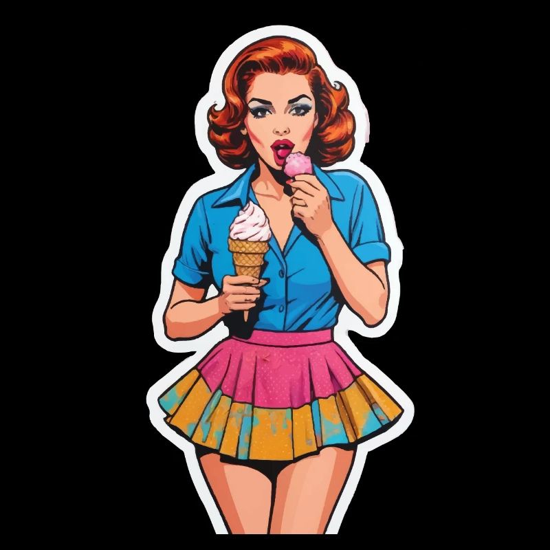 Retro Mädchen Eis essen