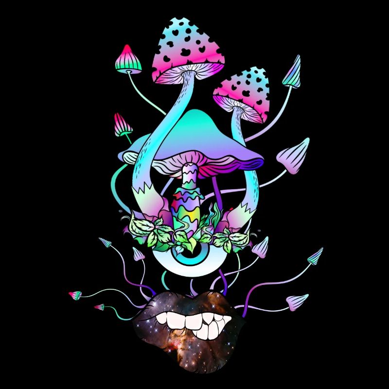 Magic mushrooms with sexy lips mushroom face