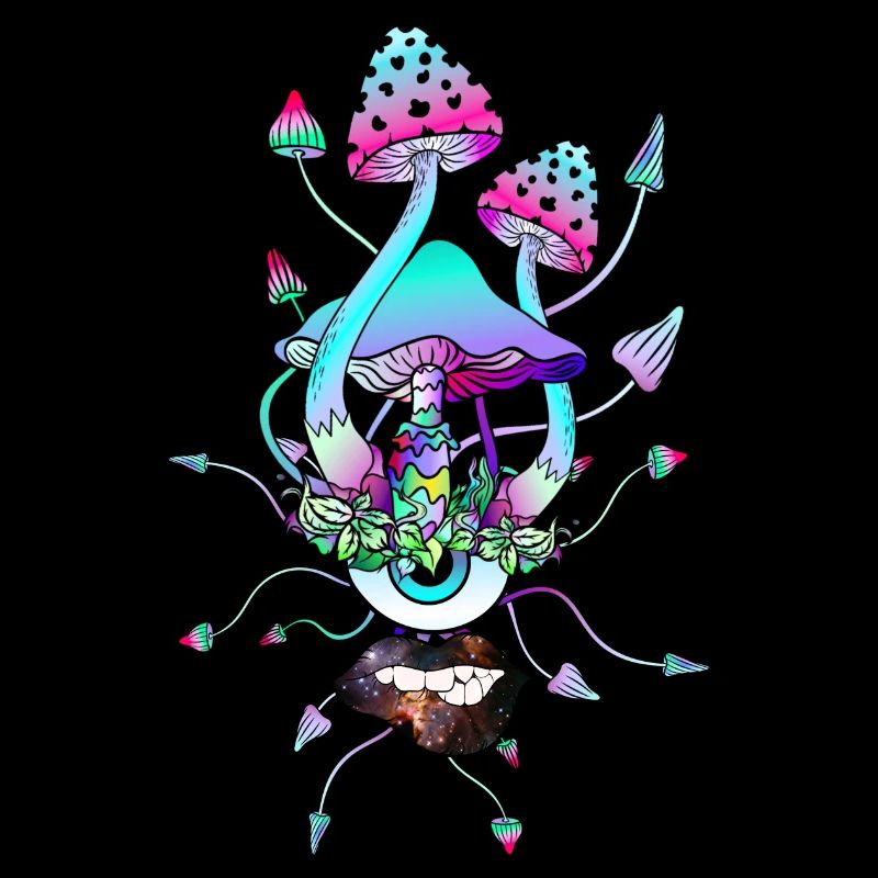 Magic mushrooms with sexy lips mushroom face