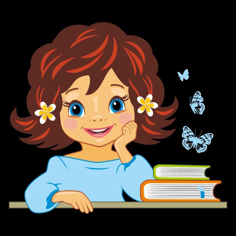 Süßes lächelndes kleines Mädchen mit Büchern
