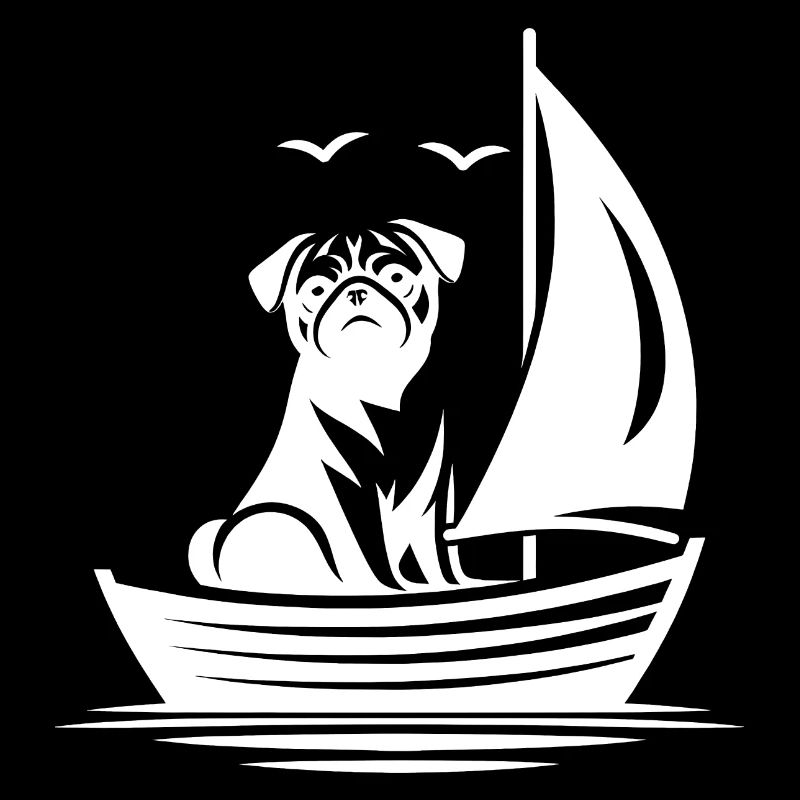 Mops Silhouette Segelboot minimalistisch