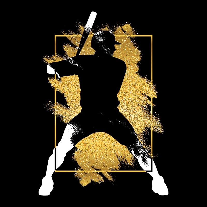 Baseball Baseball Player Gold Splash Grunge