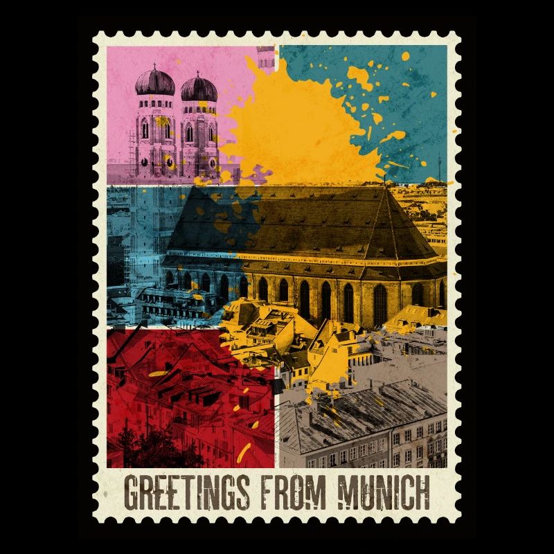 Munich Germany City Skyline Stamp