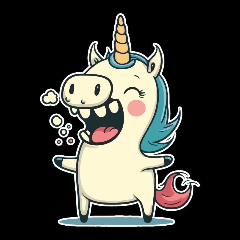 Licorne Moche Coloré Mignon Mignon Dessin Animé Comic