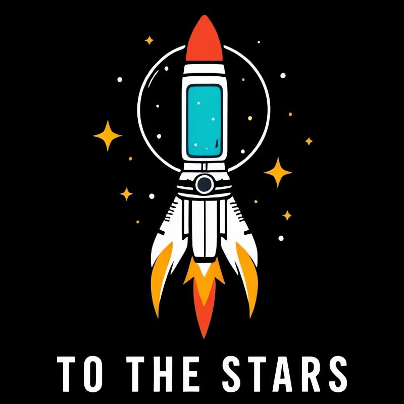 Fusée sur fond étoilé