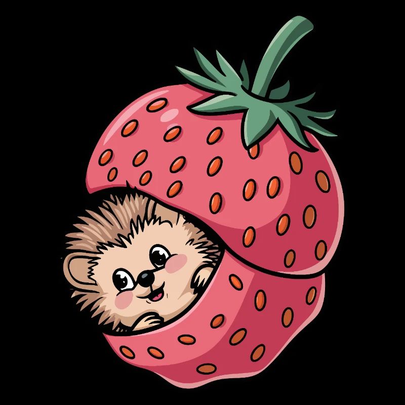 Cute Hedgehog Inside a Strawberry