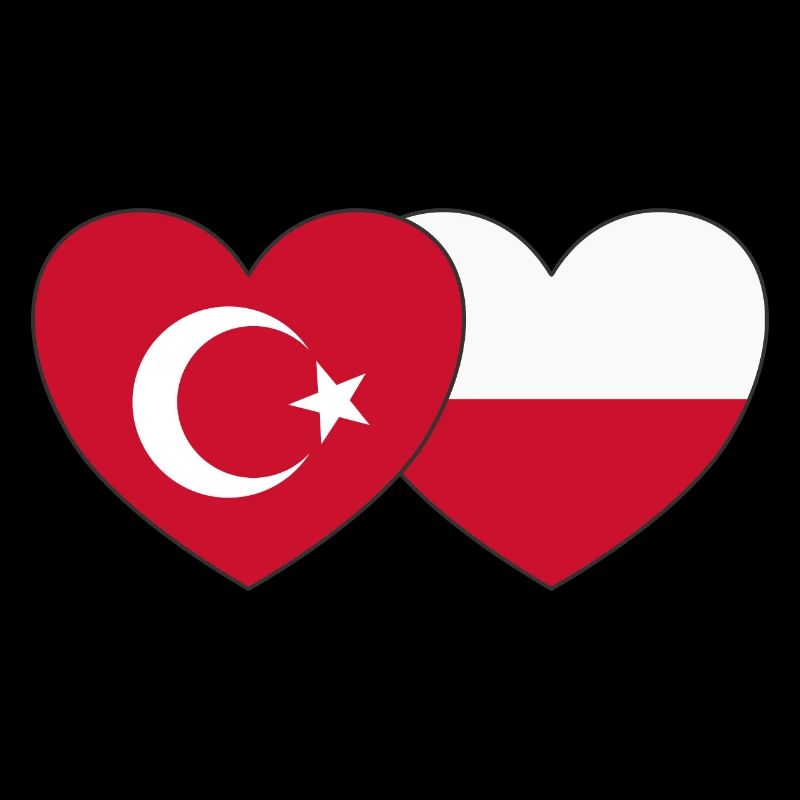 Turkey Poland Flag Heart