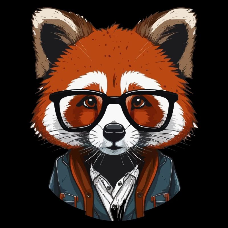 roter Panda als Hipster