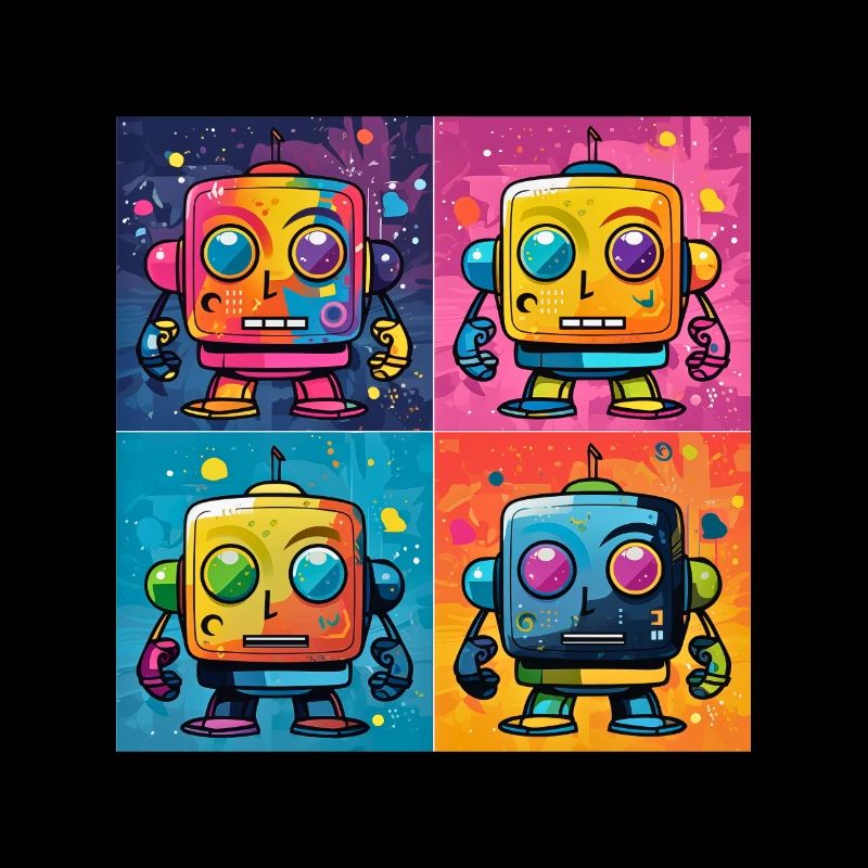 Verspielter Bot: Ein Pop-Art-Fusionsroboter.