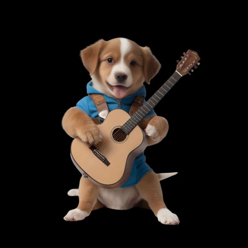 chiot chien guitare