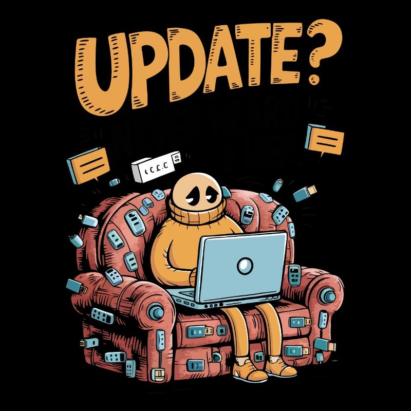 Update Overload – Funny Tech Couch Potato Design