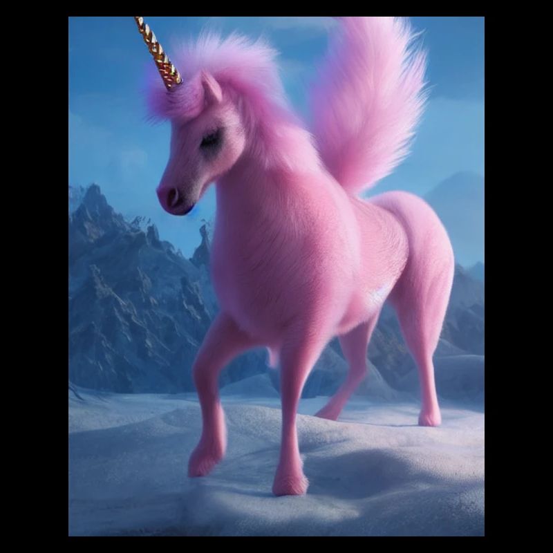 Comic Cartoon Zeichnung eines queeren Einhorns mit Pink