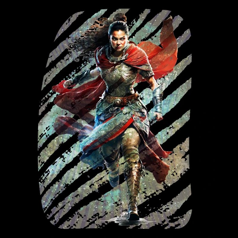 Celestial Guardian: Nebula Warrior Lady with Armor