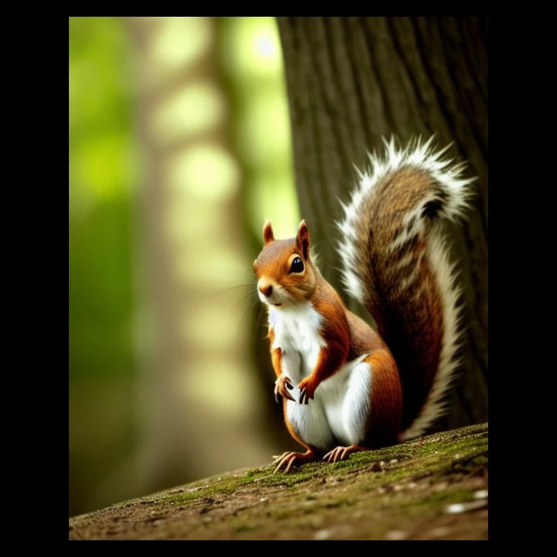 Cooles Comic Portrait wildes rotes Eichhörnchen majestätisch