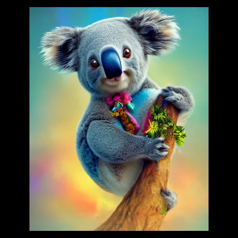 Drawing of a cool Koala in summer