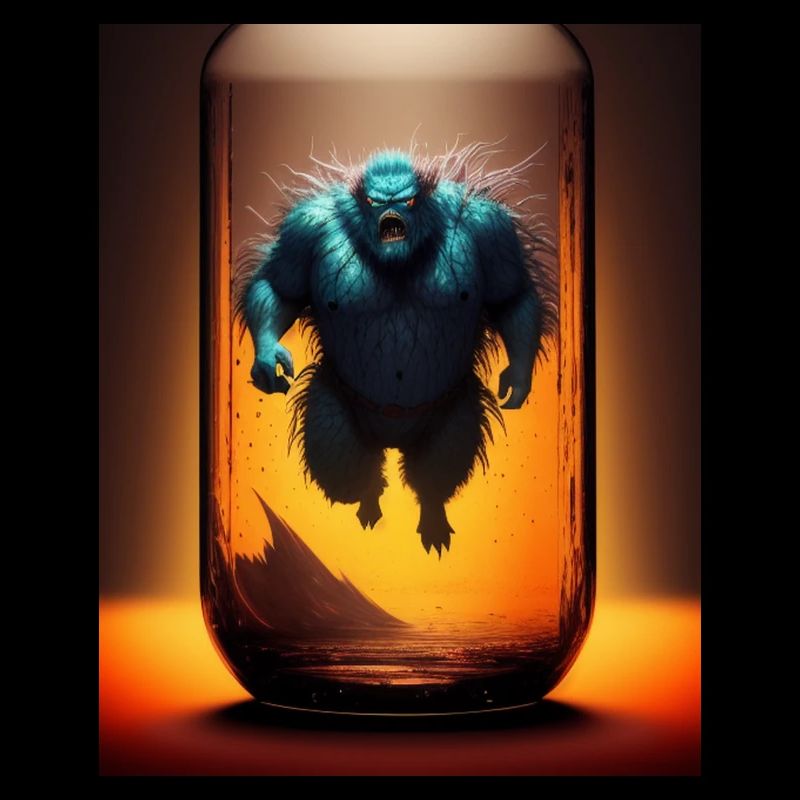 Monstre dans un bocal vide